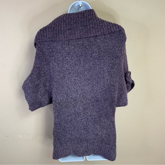 Small Purple Mohair Blend Sweater Knot Top Short Sleeve Collar Cowl 4 6 Stretch - Picture 5 of 9